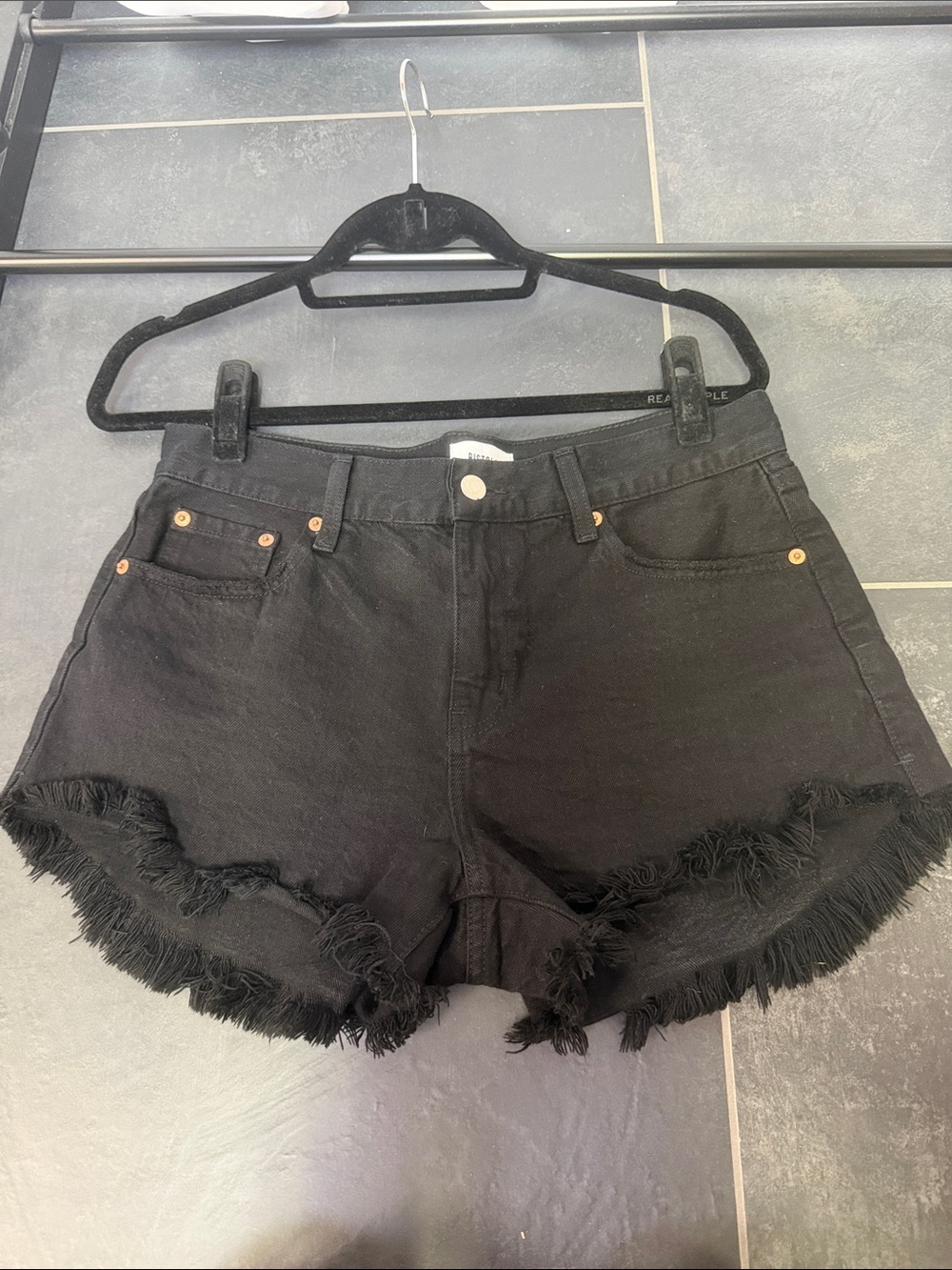 Pistola Women's Black Frayed Denim Shorts Waist 28